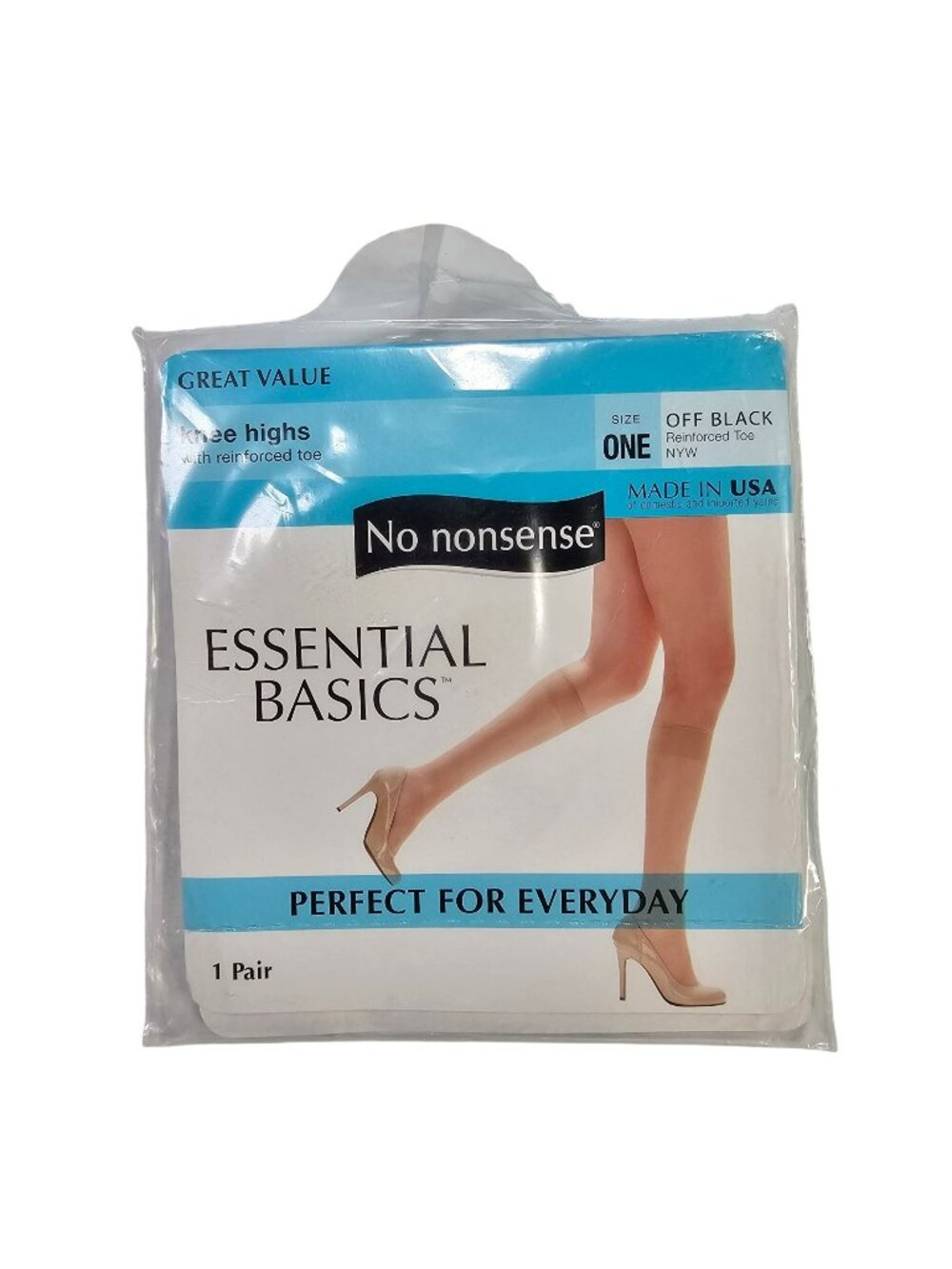No Nonsense Essential Basics 1pr Knee Highs Nylon Stockings Off-Black One Size